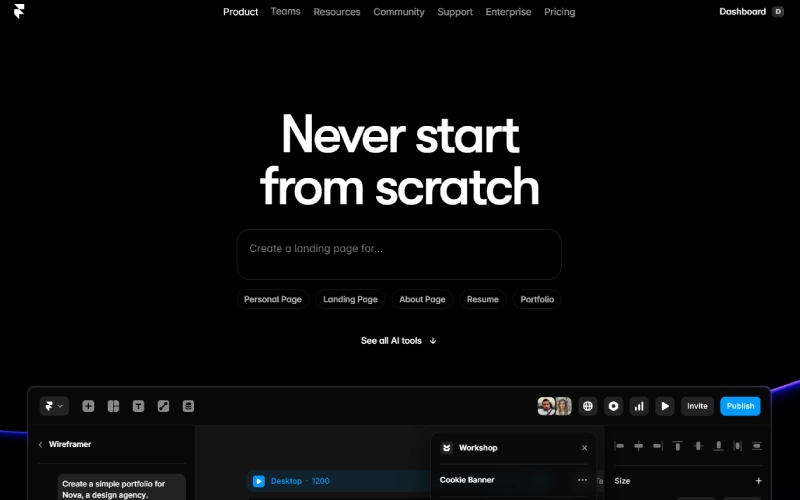 هوش مصنوعی framer برای طراحی سایت
