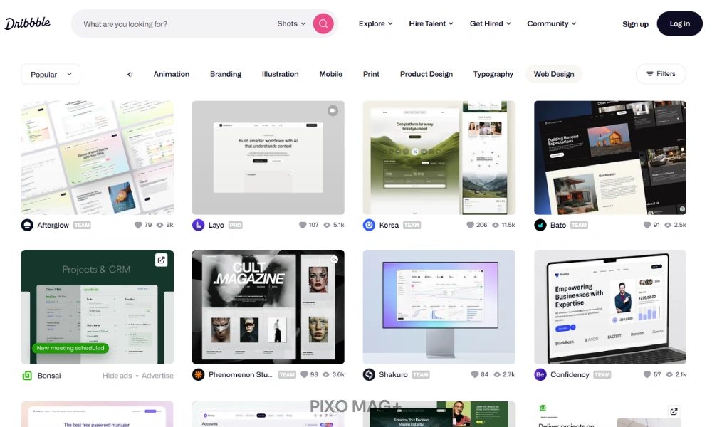 سایت dribbble برای گرفتن ایده طراحی سایت