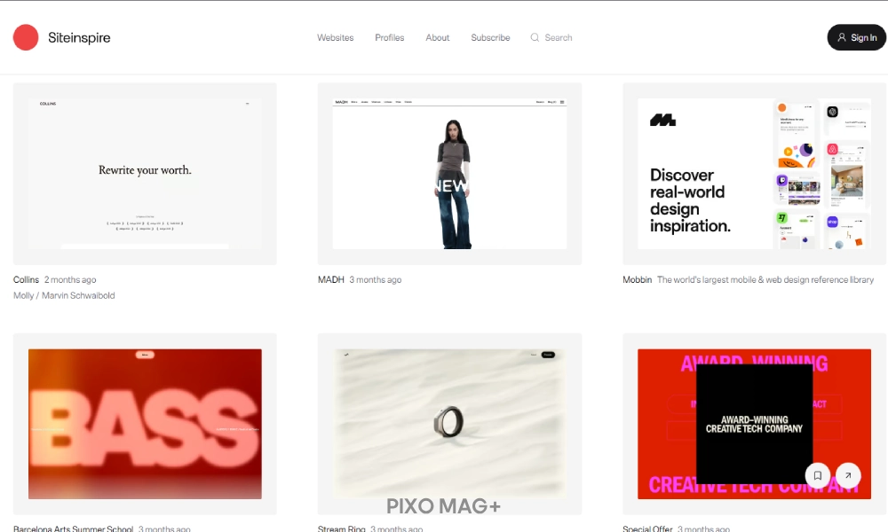سایت SiteInspire برای گرفتن ایده طراحی سایت