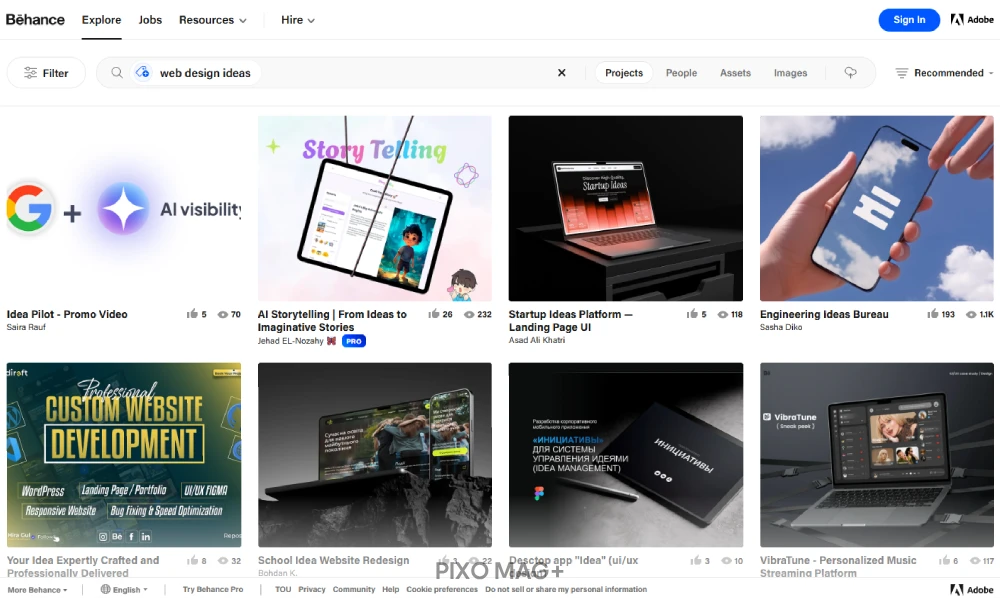 سایت behance برای گرفتن ایده طراحی سایت